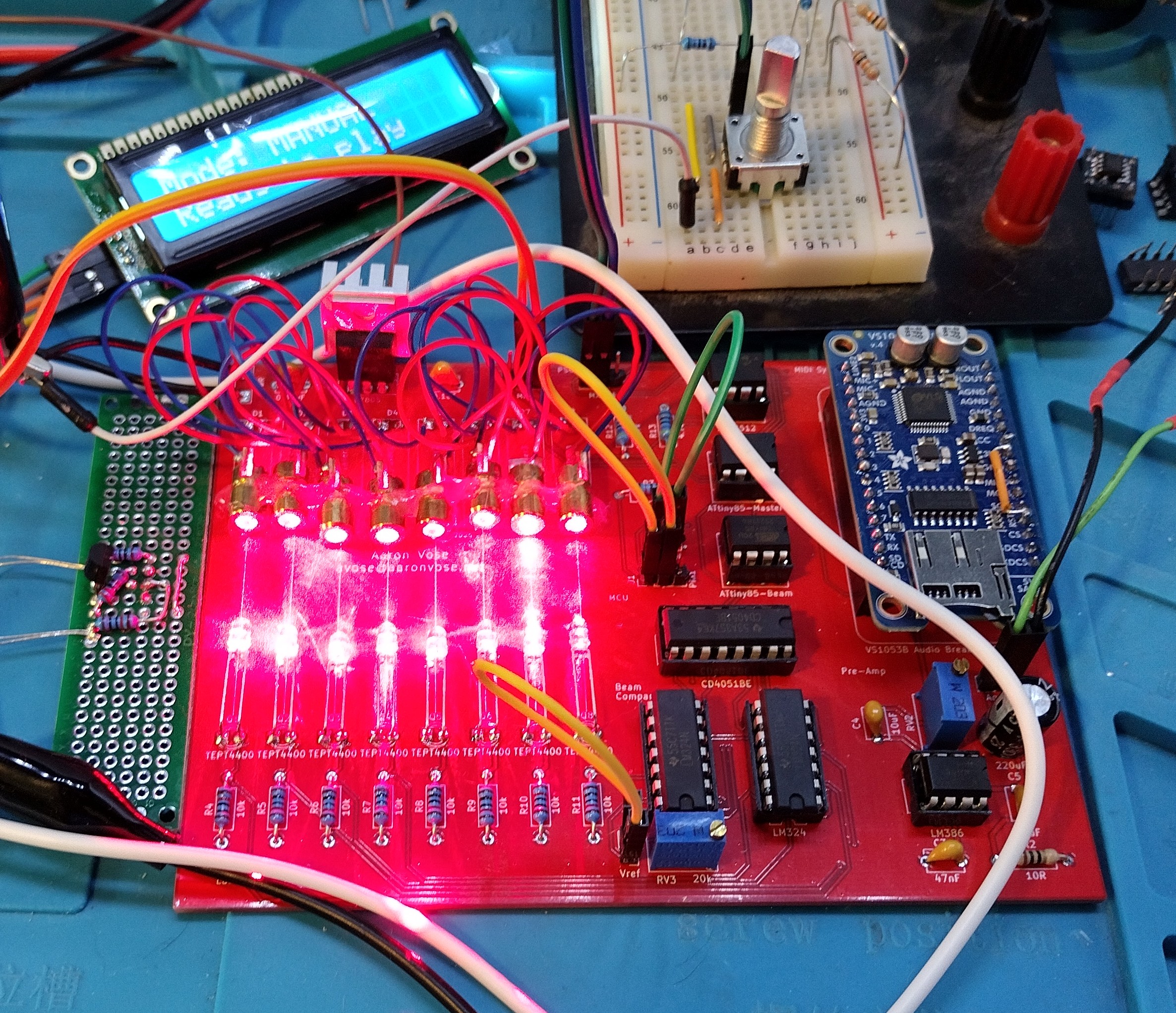 Version 1.0 of Laser Harp development board.