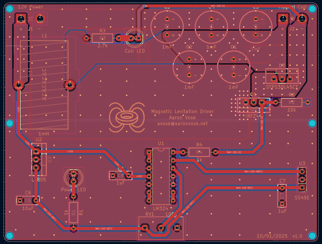 KiCad PCB design for magnetic levitation circuit